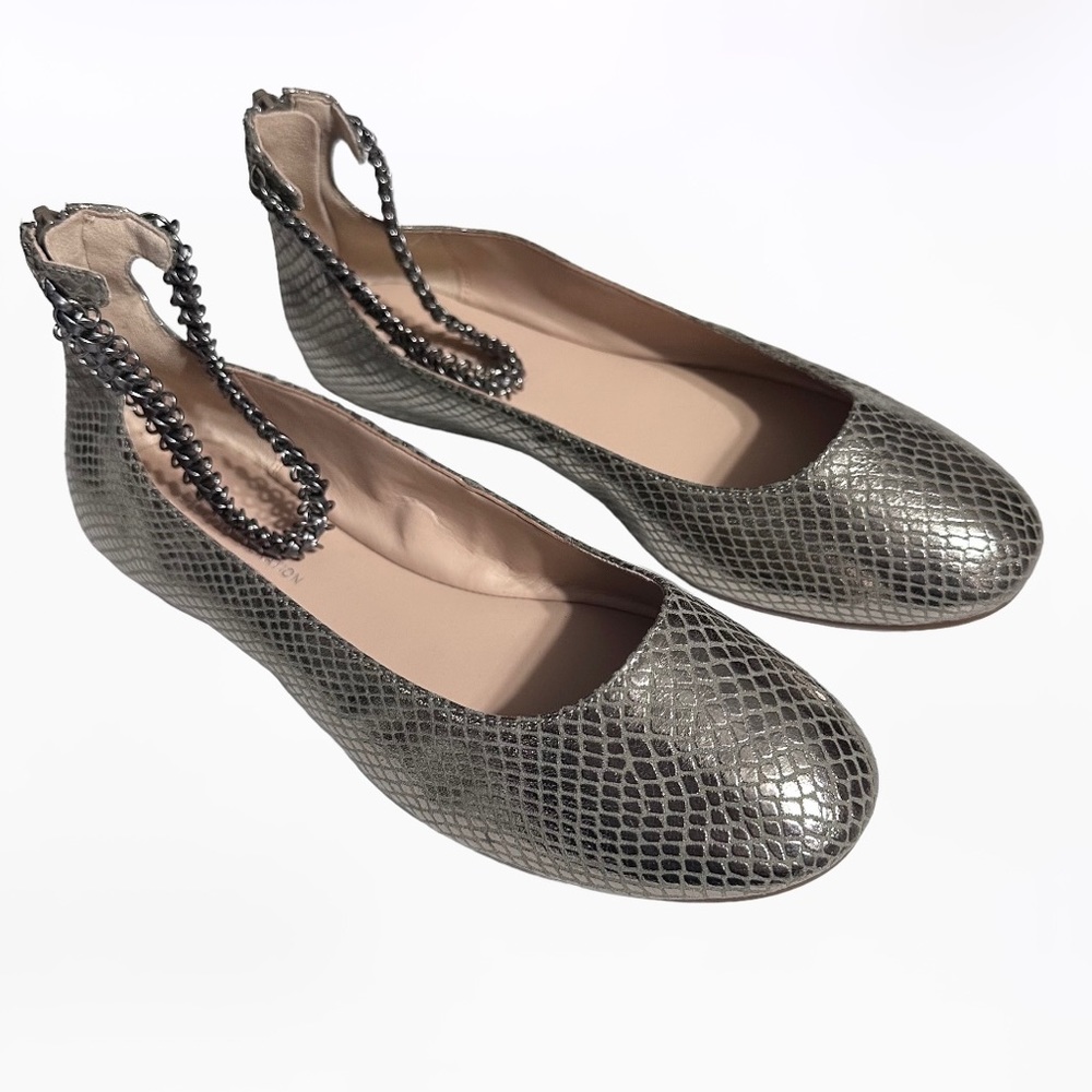 BCBGeneration Gunmetal Silver Metallic Ballet Flats